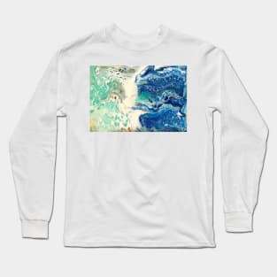 Aqua Blue Ocean Wave Swipe Long Sleeve T-Shirt